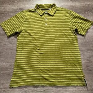 REI Polo Shirt Mens Medium Green Cotton Stretch Outdoor Hiking Performance Adult
